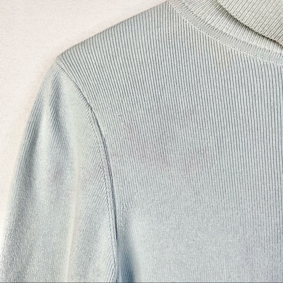 See By Chloe Blue Bisou Turtleneck Ribbed Long Sleeve Sweater Lip Detail S - Picture 6 of 8